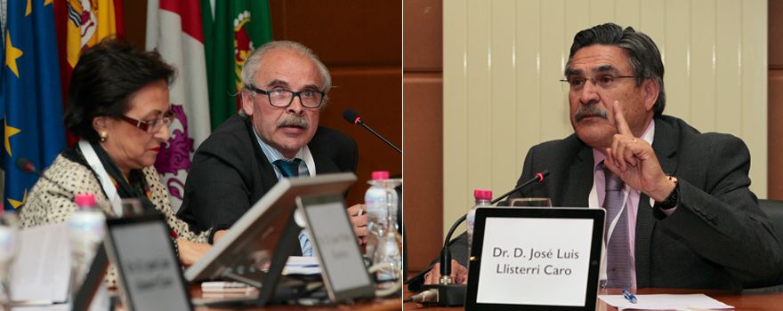 A la izquierda, Lourdes Villoria, diputada regional, y Sergio Giménez, médico de familia. A la derecha, José Luis Llisterri