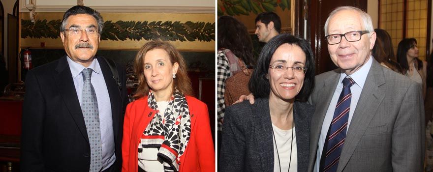 A la izquierda, José Luis Llisterri, presidente de Semergen, y Milagros García, responsable del estudio Emartro; A la derecha, Blanca Sanz, directora de la cátedra Semergen-UE, y Julio Sánchez Fierro.