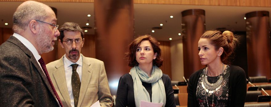 Francisco Igea, Fernando Navarro, Orlena de Miguel y Patricia Reyes durante la formación de la Mesa de la Comisión de Sanidad del Congreso. 