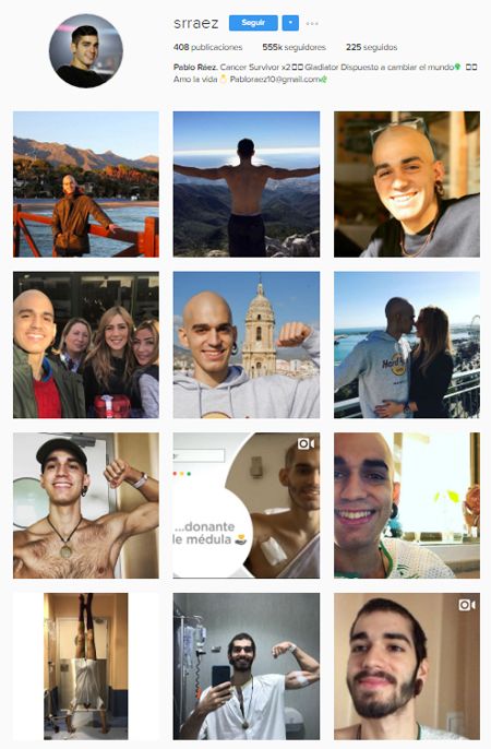Pablo Ráez en Instagram: optimismo, actitud de lucha y positividad.