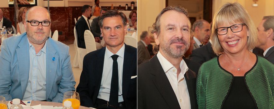 Pedro Alsina, ‎Director de Relaciones Institucionales en Sanofi Pasteur MSD, y Juan Sanabria, presidente y CEO de Philips Iberia. A la derecha: Ángel Bajils, consejero director general Home Health Care Iberia de Air Liquide, y María Luz López-Carrasco, presidenta de Fenin.