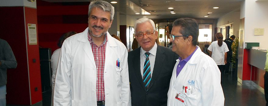 El director médico, Miguel Ángel Real; el consejero de Sanidad de Madrid, Jesús Sánchez Martos; y el celador Félix Hernando Núñez.