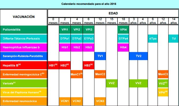 La vacuna para la meningitis B no está incluida en el calendario vacunal nacional. Fuente: Ministerio de Sanidad.