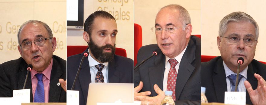 Juan José Rodríguez Sendín, Óscar Gorría, Francisco Miralles y Fernando Carballo en sus intervenciones en el acto. 