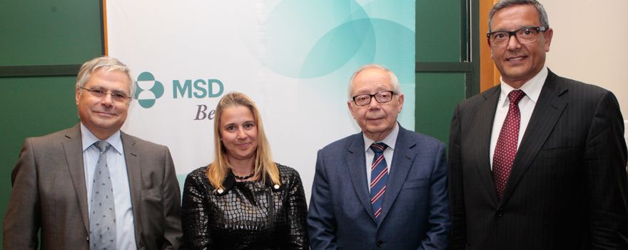 Fernando Carballo, presidente de Facme; ‎Natividad Calvente, directora asociada de Policy & Gov ernment Affairs de MSD; Julio Sánchez Fierro, socio director del área de Derecho Farmacéutico de De Lorenzo Abogados, y Manuel García Sandoval, director de Inmunobiología de MSD. 