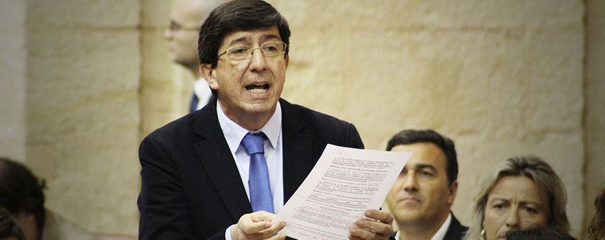 Juan Marín, durante una intervención en el Parlamento de Andalucía. 