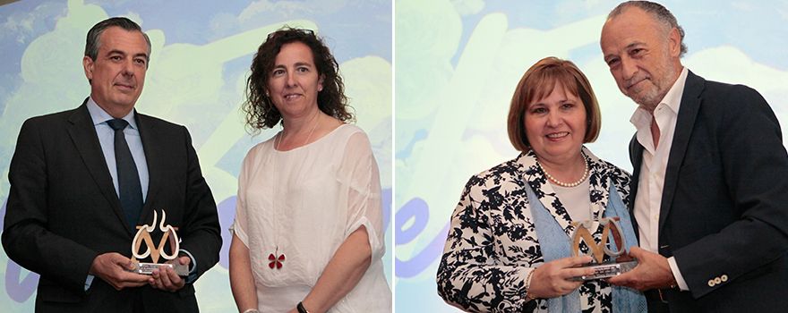 Francisco Merino, gerente adjunto de Atención Hospitalaria, Ordenación Sanitaria e Innovación Organizativa del Servicio Madrileño de Salud, ha recogido el premio a la Innovación y Progreso en el Campo de la Neumología y Cirugía Torácica en representación de la Consejería de Sanidad de la Comunidad de Madrid. A la derecha, Villena y Pino, neumólogos del año en 2017 y 2016, respectivamente.