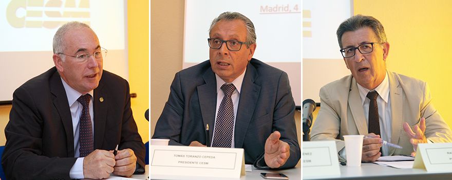 Francisco Miralles, secretario general de CESM; Tomás Toranzo, presidente de CESM y Rafael Carraco, presidente de CESM Andalucía. 