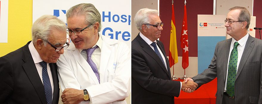 Jesús Sánchez Martos y Joseba Andoni Barroeta. A la derecha, el consejero saluda a Fidel Illana.