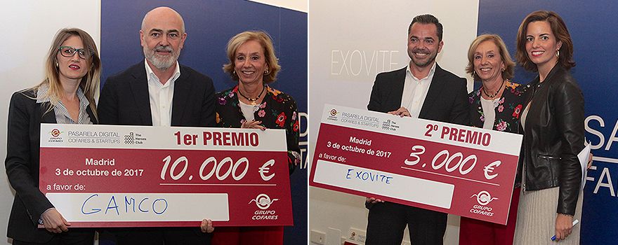 Oana Lamba, de Gamco, junto a Gaspar Linares y Belén Menéndez, ambos de Cofares. A conitnuación, Francisco González de Exovite, junto a Belén Menéndez y Rosa Martínez, consejera de Cofares.