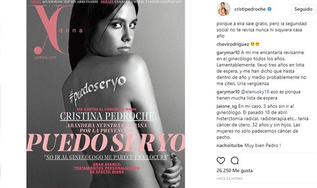 Cristina Pedroche posa en una revista para luchar contra el cáncer de mama. 