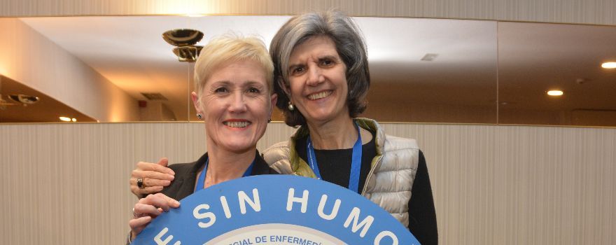 Pilar Lecuona Ancizar, presidenta del Colegio de Enfermería de Guipúzcoa, y María José Etxaniz, presidenta del Colegio de Enfermería de Vizcaya. 