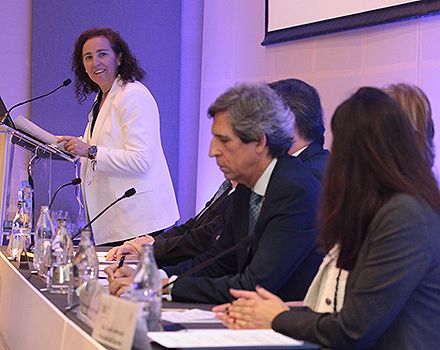 La presidentea de Neumomadrid, María Jesús Rodríguez Nieto, en un momento de su discurso. 