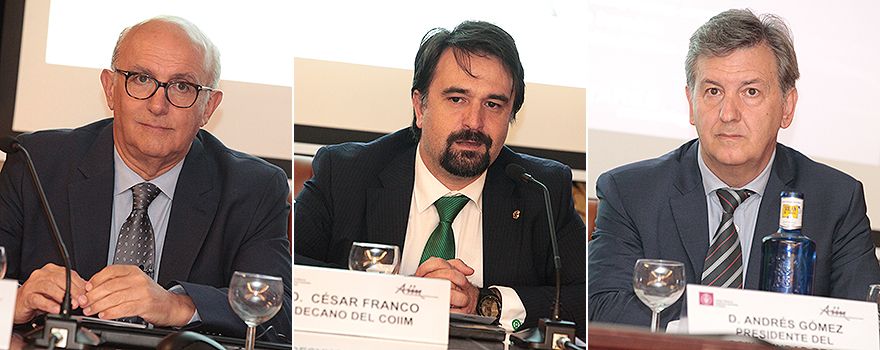Eduardo Portella, presidente de Antares Consulting, César Franco, decano del Coiim, y Andrés Gómez, presidente del Coiim en Ciudad Real.