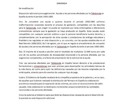 Texto de la enmienda a los presupuestos presentada por el PP.
