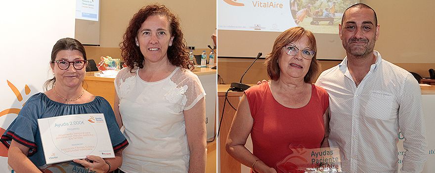 Ana Gómez del Sol, de la Asociación Fibrosis Quística de la Comunidad Valenciana, y Mª Jesús Rodríguez Nieto, presidenta de Neumomadrid. A la derecha, Mari Guerrero, de la Asociación Española de Linfangioleiomiomatosis, y David Rudilla. 