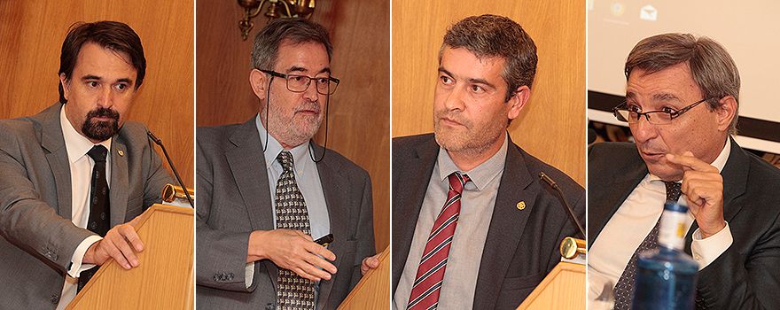 César Franco, decano del Colegio Oficial de Ingenieros Industriales de Madrid (Coiim); Germán Seara, Aguilar, coordinador de la Unidad de Innovación del Instituto de Investigación Sanitaria San Carlos (Idissc); Juan José Pérez, director de Gestión del Hospital U. La Paz y vocal de la Comisión de Ingeniería Médica y Sanitaria Coiim/Aiim; y Antonio Isiegas, vocal de la Comisión de Ingeniería Médica y Sanitaria (Coiim/AIIM).