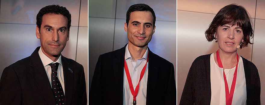 Carlos Javier Pampliega, director de Dirección de Proyectos en la Escuela de Negocios CEU-Castilla y León; David Romero Cordente, arquitecto técnico en Área de Obras, Instalaciones y Equipamientos en el Servicio Aragonés de Salud; y Josune Retegi Ormazábal, jefa de la Unidad de Gestión del Conocimiento e Innovación de la Organización Sanitaria Integrada Donostialdea, Osakidetza.
