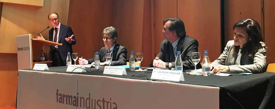 Martín Sellés, nuevo presidente de Farmaindustria, durante su intervención. 