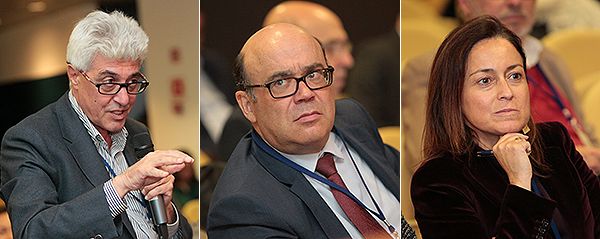 Guillermo Sanz, del Hospital Universitario y Politécnico La Fe; Javier Urzay, subdirector general de Farmaindustria; y Amelia Martín, responsable de la Plataforma Española de Medicamentos Innovadores de Farmaindustria.