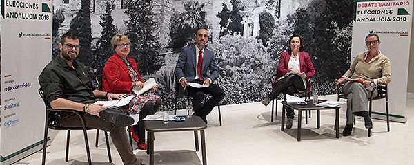 Momento del debate Sanitario Elecciones Andalucía 2018, moderado por Ricardo López, director general de Sanitaria 2000.