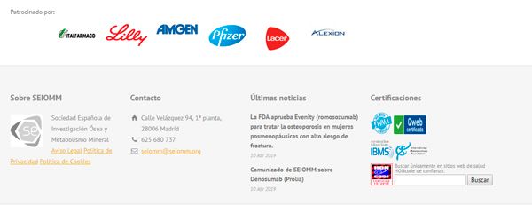Banner de Amgen en la web de la Seiomm.
