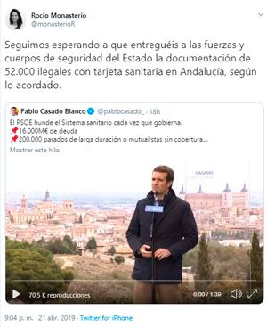 El tweet publicado por Monasterio.