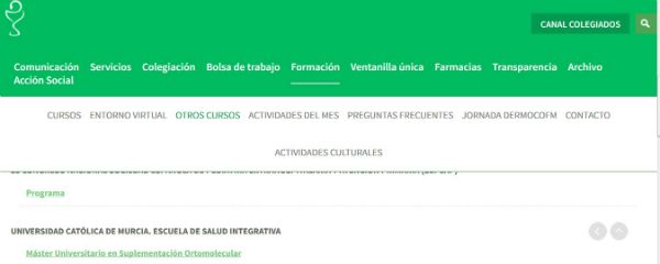 Imagen de la página web del COFM