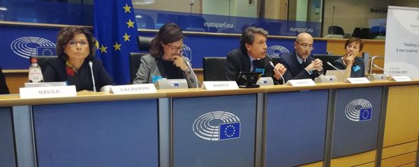 Celso Arango, durante su intervención en Bruselas.