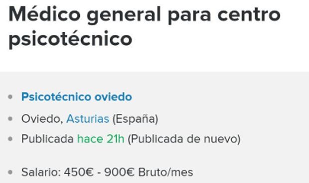La oferta de trabajo publicada.
