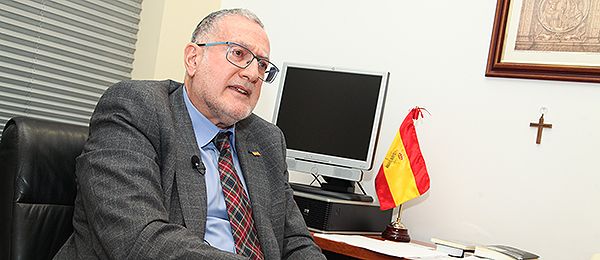 El diputado de Vox, durante la entrevista celebrada en el Congreso de los Diputados. 