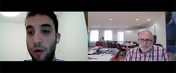 Momento de la entrevista con Miguel Rodríguez, consejero de Sanidad de Cantabria.