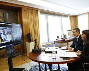 Margarita del Val participó en la videoconferencia con los Reyes junto al ministro de Ciencia Pedro Duque; la presidenta del Consejo Superior de Investigaciones Científicas (CSIC), Rosa Menéndez; el vicepresidente de Investigación Científica y Técnica del CSIC, Jesús Marco; y el virólogos Luis Enjuanes.