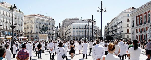 Un instante de la concentración en la Puerta del Sol de Madrid.