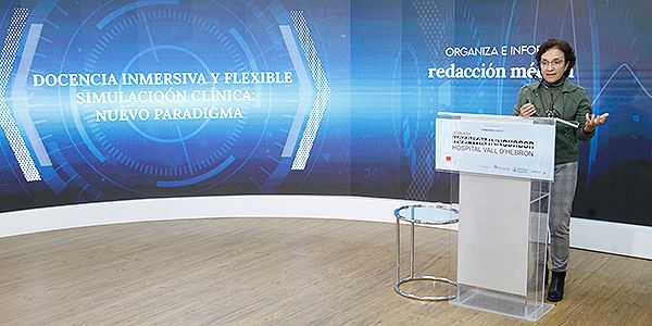 Mónica Rodríguez, durante su exposición en la jornada 'Hospital Innovador-Vall d'Hebron'.