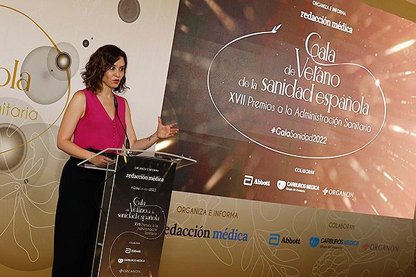 Isabel Díaz Ayuso, presidenta de la Comunidad de Madrid, en la Gala de la Sanidad Española.