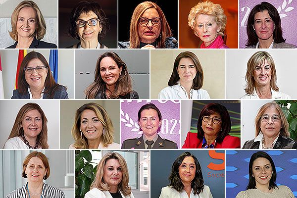 Las mujeres líderes del sector que decidirán los Premios Sanitarias, ordenadas alfabéticamente de arriba a abajo, y de izquierda a derecha de la imagen.