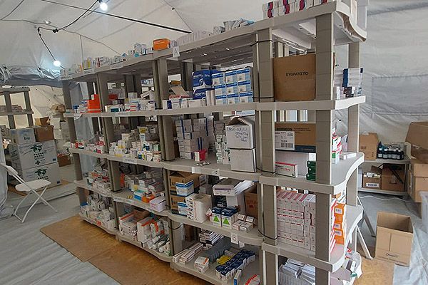 La farmacia del hospital de Emergencias español desplegado por el Equipo Start.