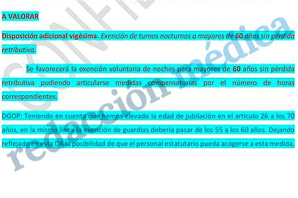 Parte del documento referida a la exención voluntaria de noches para mayores de 60 años.