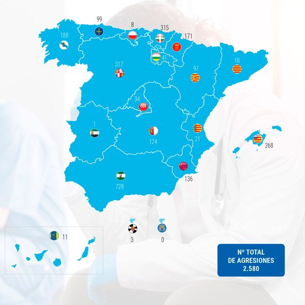 Mapa de agresiones enfermeras durante el año 2022.