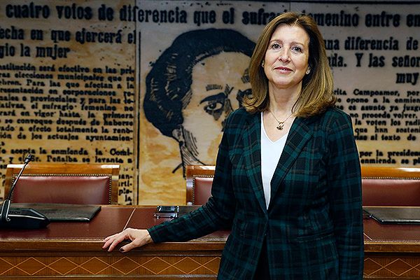 Mar San Martín, en la Sala Clara Campoamor del Senado.