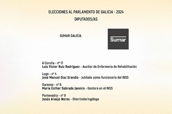 Candidaturas sanitarias de Sumar a las elecciones gallegas del 18 de febrero.