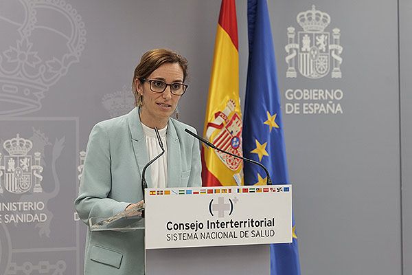 Mónica García, durante su intervención tras el Consejo Interterritorial.