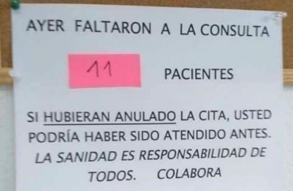 Cartel colgado en una consulta médica de Valencia.