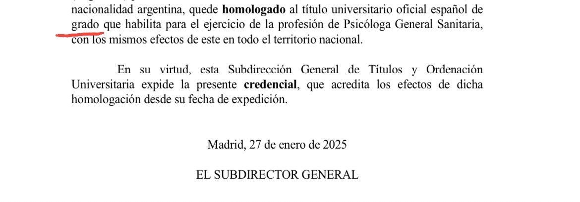 Extracto de una resolución de homologación.